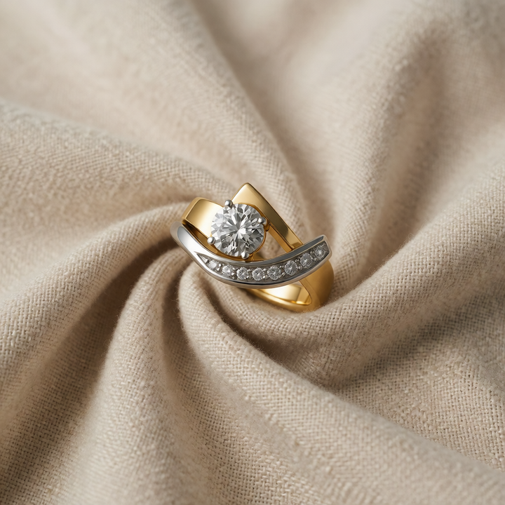 Gold & Silver Ring Méabh with Crystal