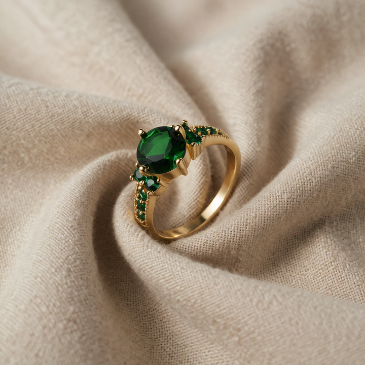 Gold Ring Clíona with Emerald