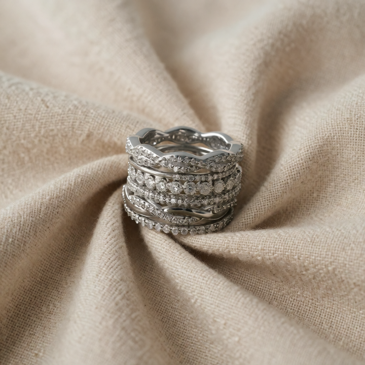 Silver Ring Set Fiadh with Zirconia