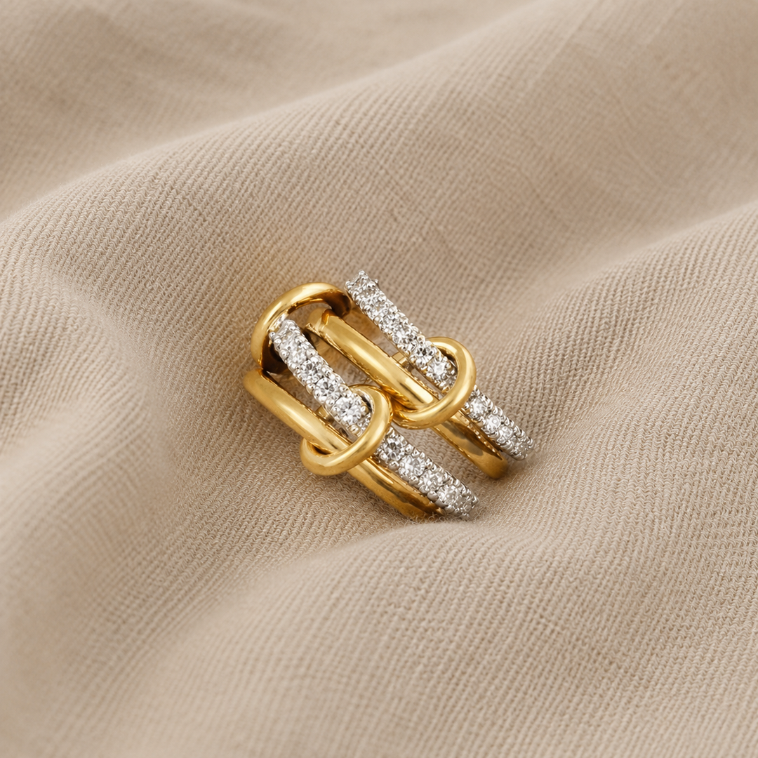 Gold & Silver Ring Deirdre with Zirconia