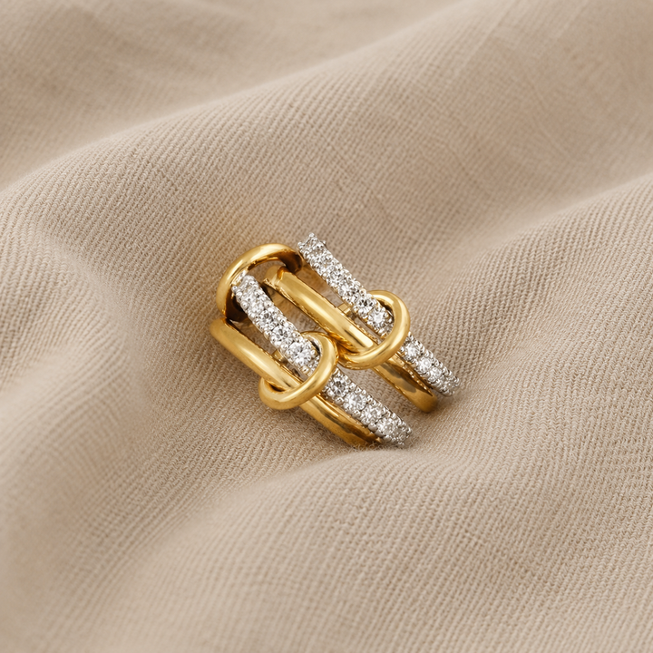 Gold & Silver Ring Deirdre with Zirconia