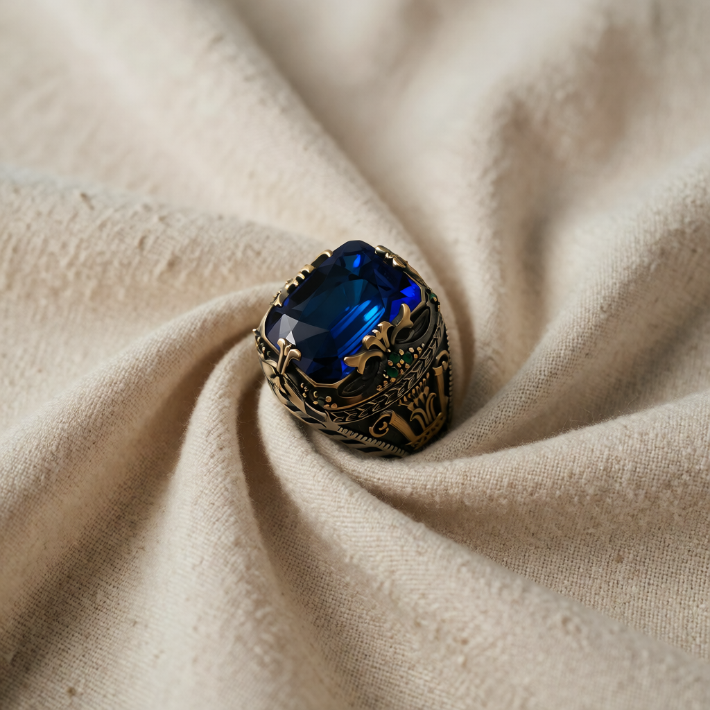 Gold Ring Clíodhna with Blue Sapphire