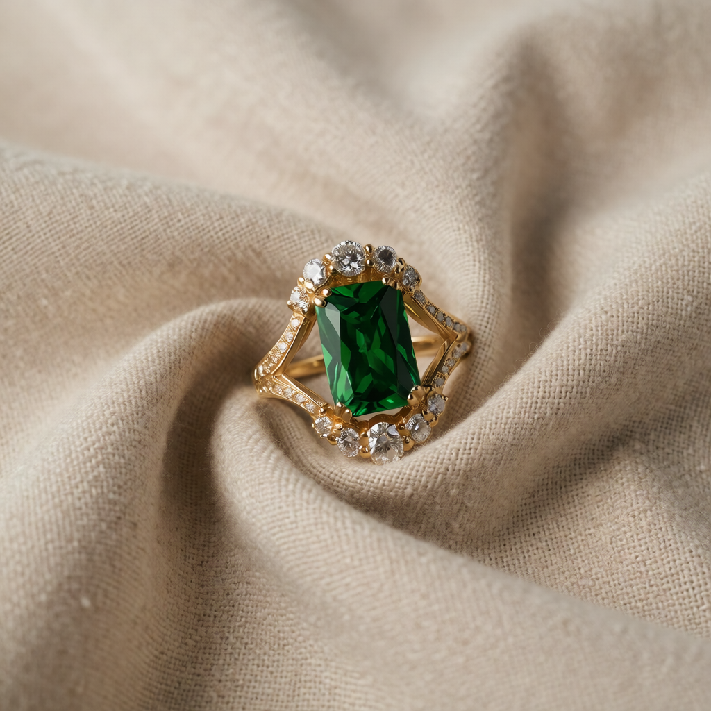 Gold Ring Deirdre with Emerald