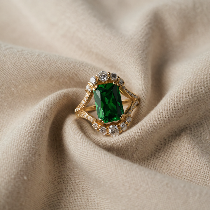 Gold Ring Deirdre with Emerald