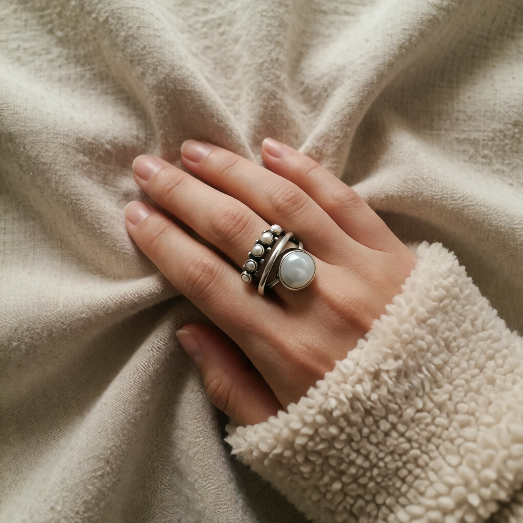 Silver Ring Emer with Pearls