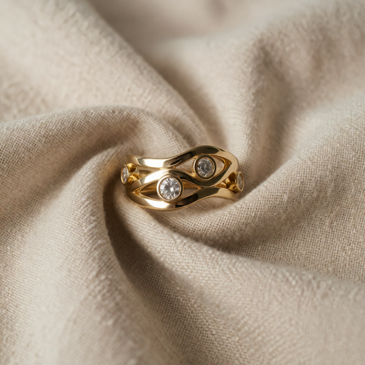 Gold Ring Nuala with Crystals