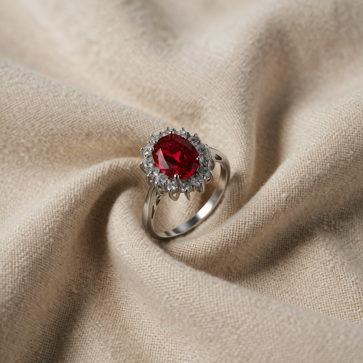 White Gold Ring Eabha with Ruby