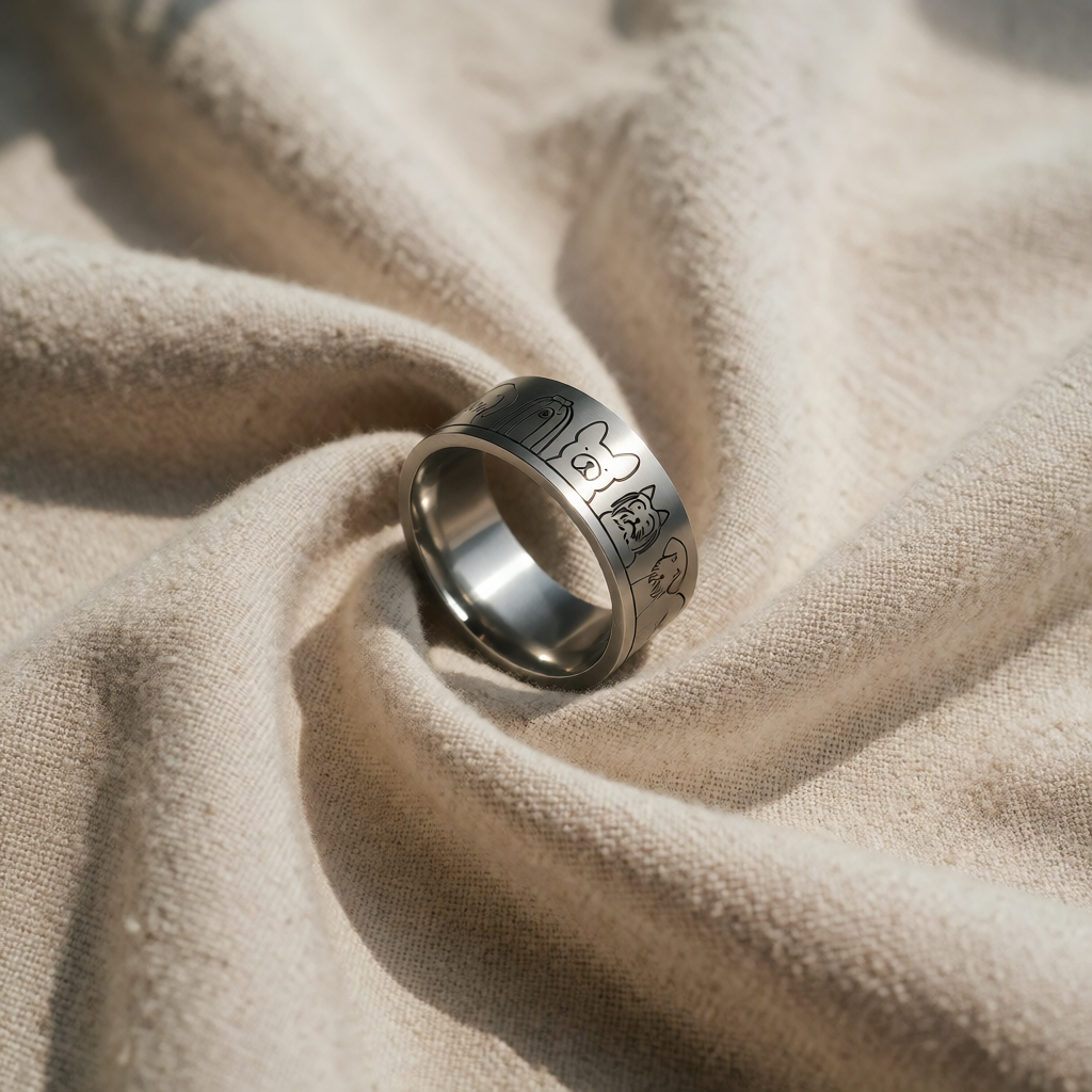 Stainless Steel Ring Sinéad with Dog Motif