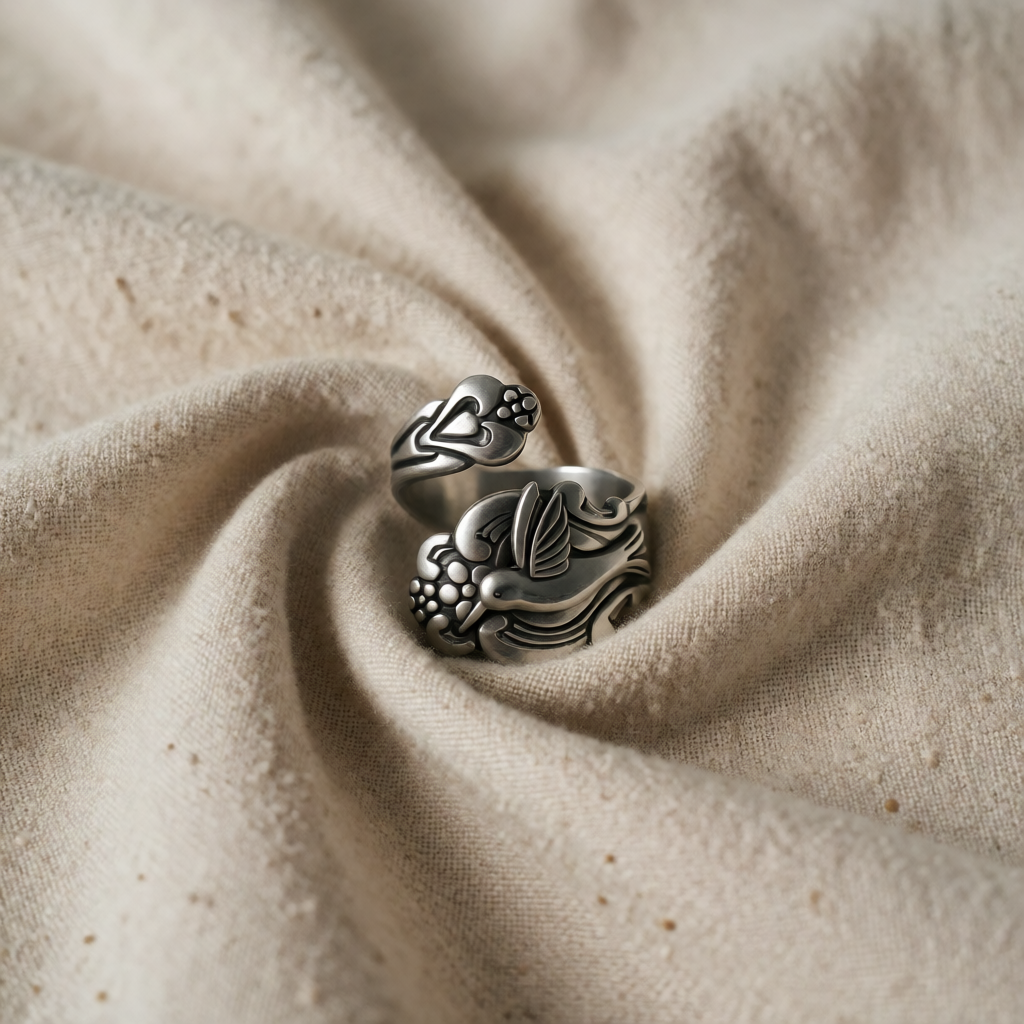 Silver Ring Darina with Hummingbird Motif