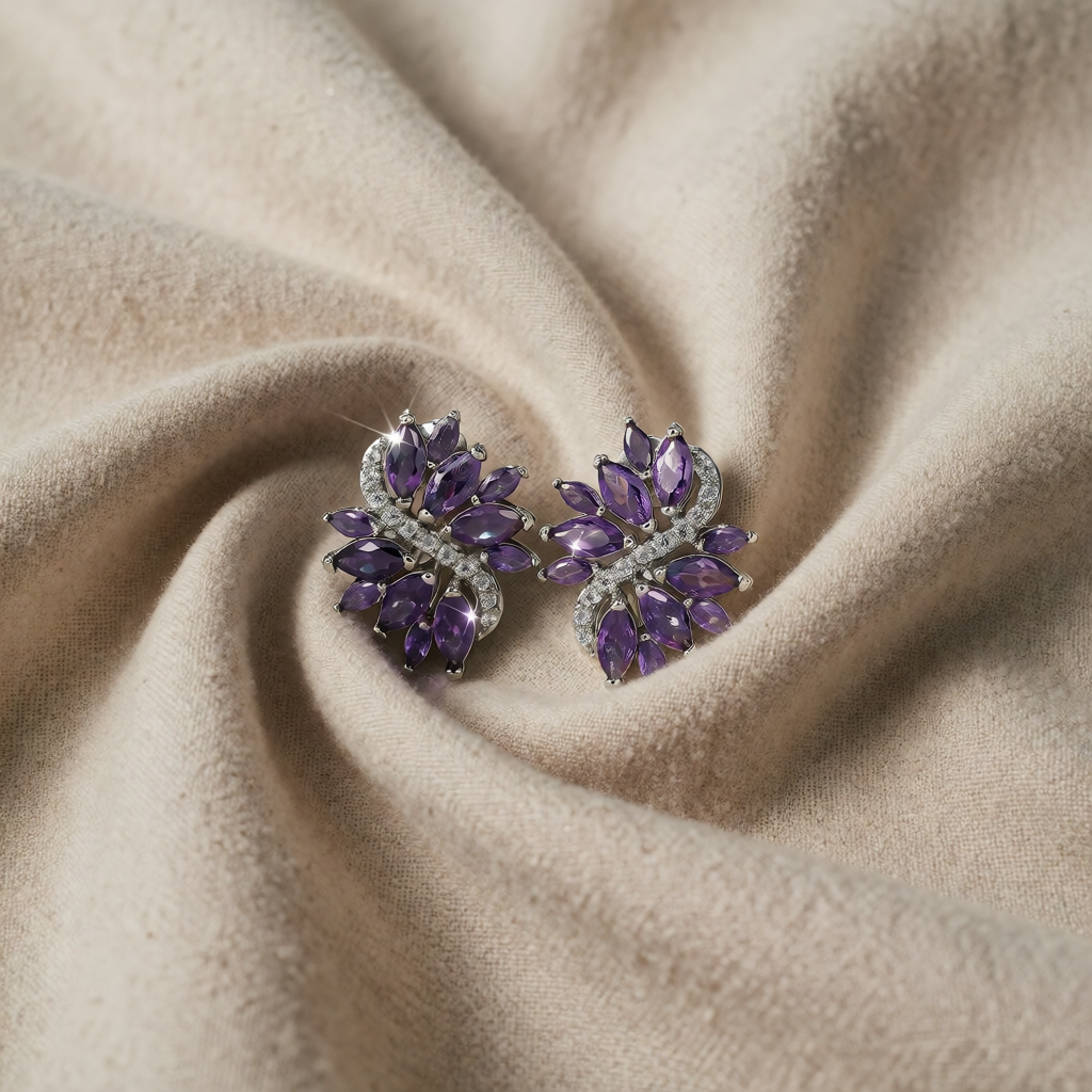 Silver Ring Set Galway with Amethyst