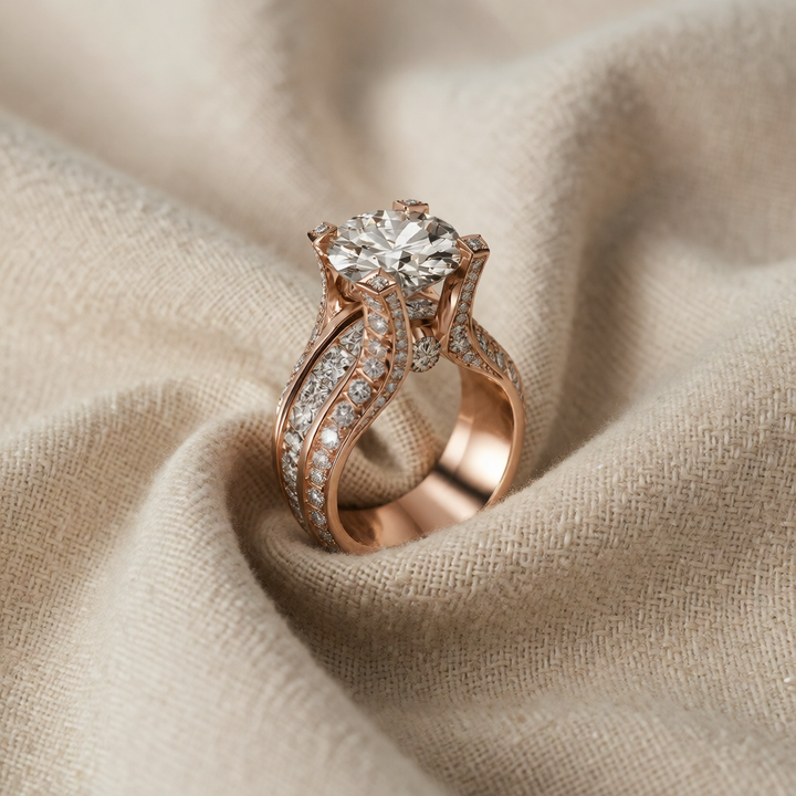 Rose Gold Ring Béibhinn with Crystal