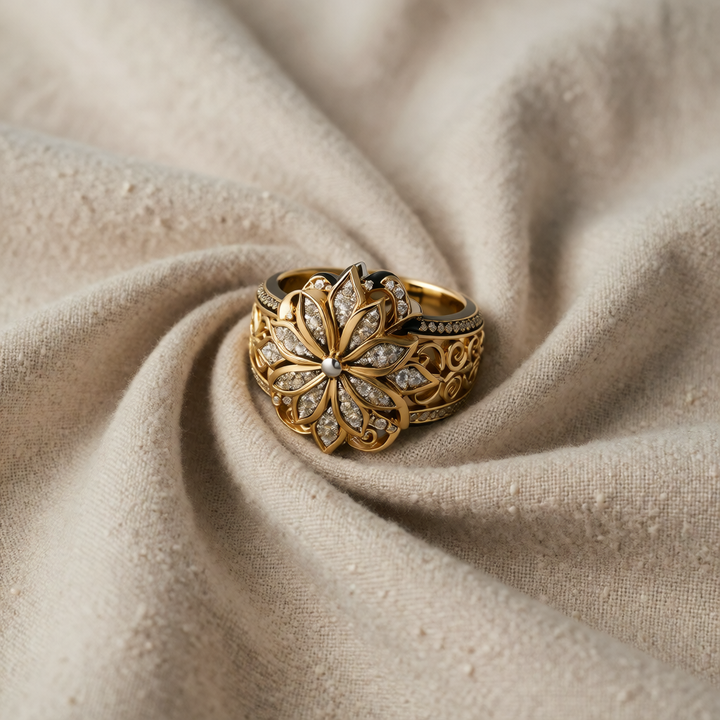 Gold Ring Caoimhe with Floral Motif