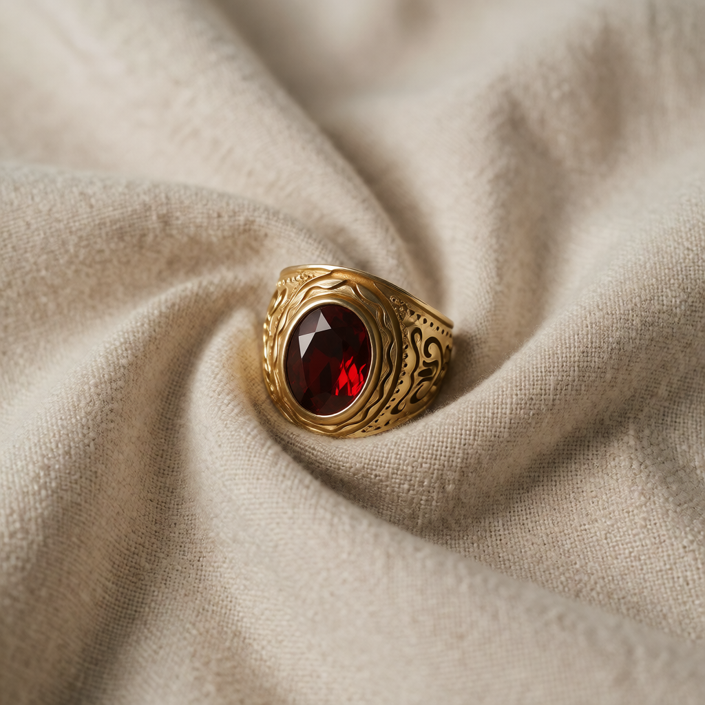 Gold Ring Áine with Ruby