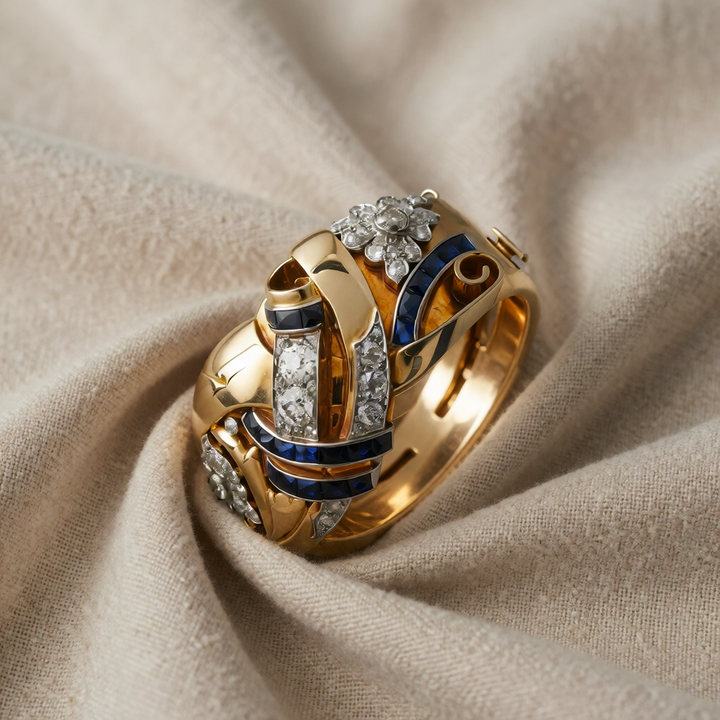 Gold Ring Aoibhinn with Sapphire & Zirconia