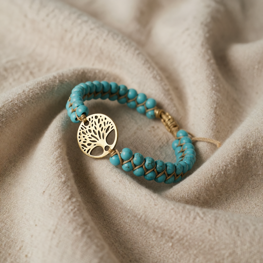 Turquoise Beaded Bracelet Fiadh with Tree of Life