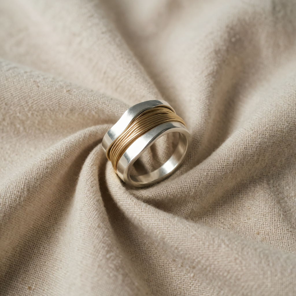 Gold & Silver Ring Róisín with Wire Wrap