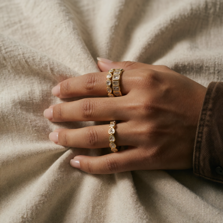 Gold Ring Set Eabha with Baguette Zirconia