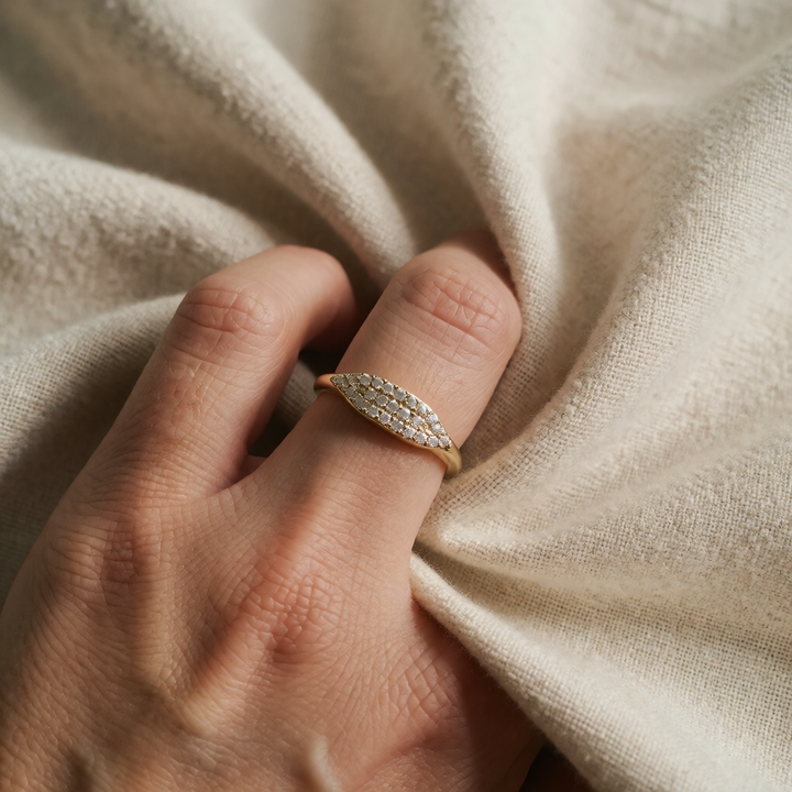 Gold Stacking Ring Caoimhe with Pavé Crystals