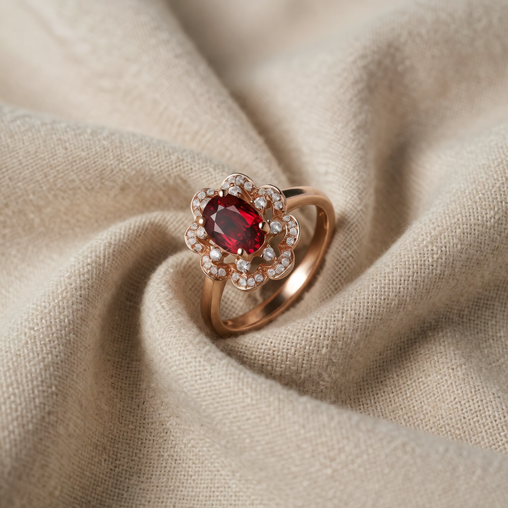 Rose Gold Ring Saoirse with Ruby