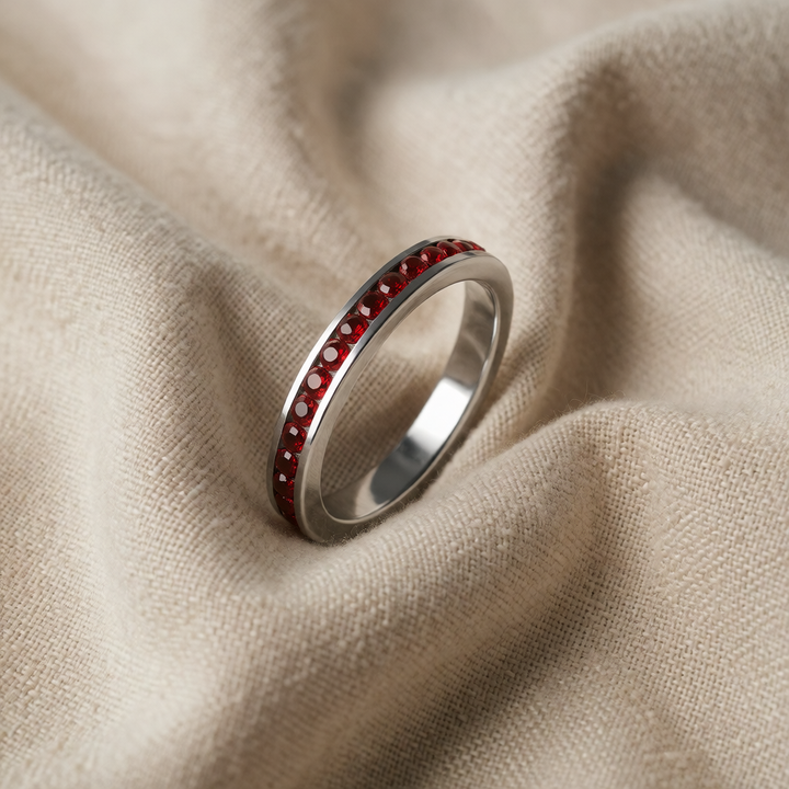 White Gold Eternity Ring Nuala with Ruby