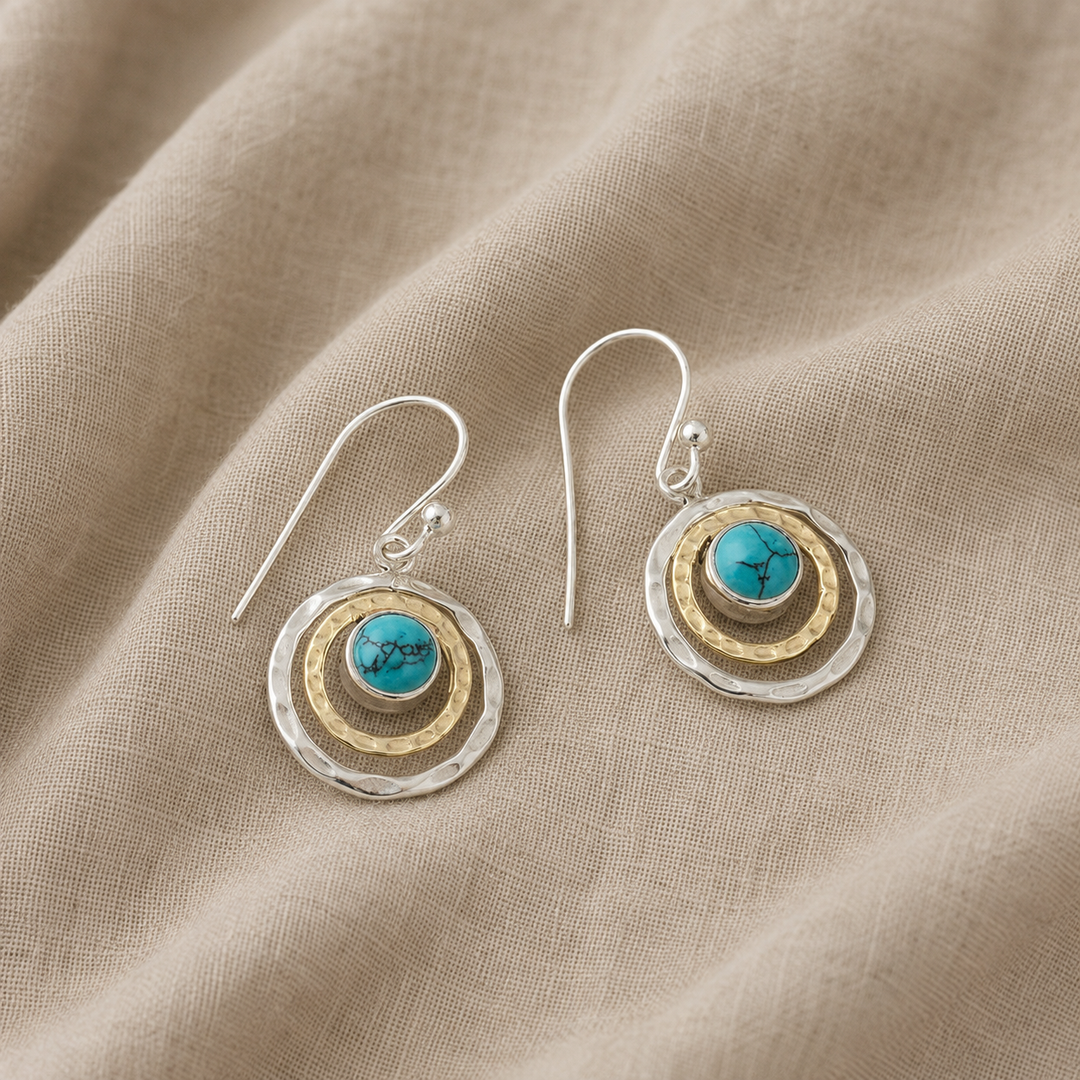 Gold & Silver Ring Set Dingle with Turquoise