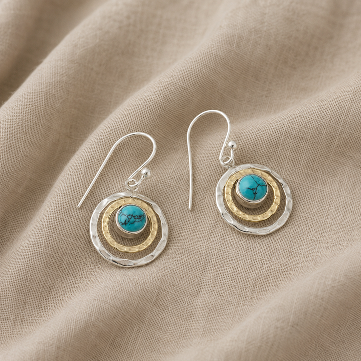 Gold & Silver Ring Set Dingle with Turquoise