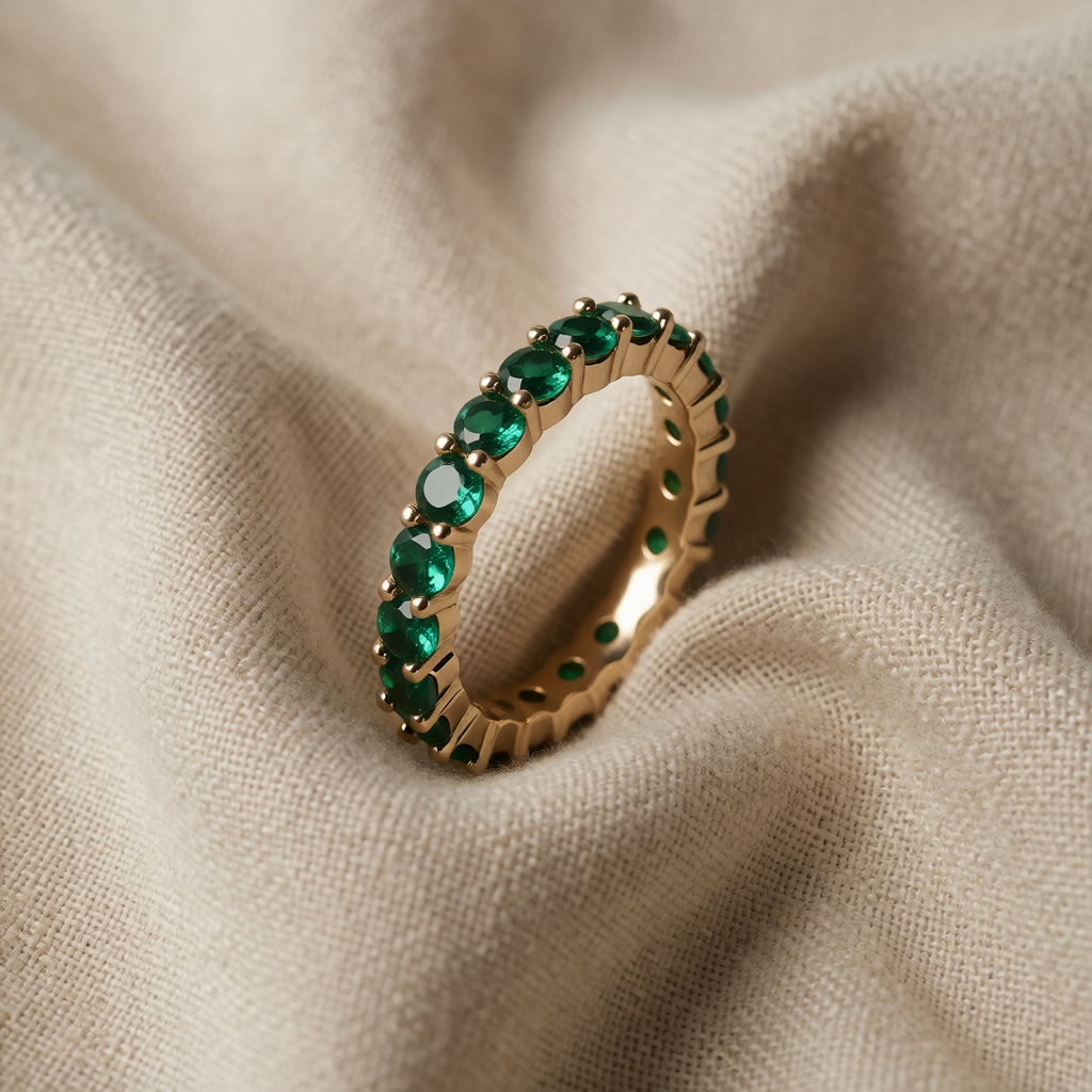 Gold Eternity Ring Clíona with Emerald