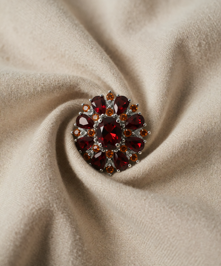 Silver Ring Sinéad with Ruby and Citrine