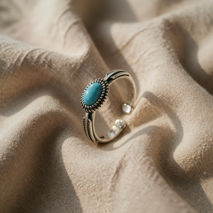 Silver Adjustable Ring Clíodhna with Turquoise