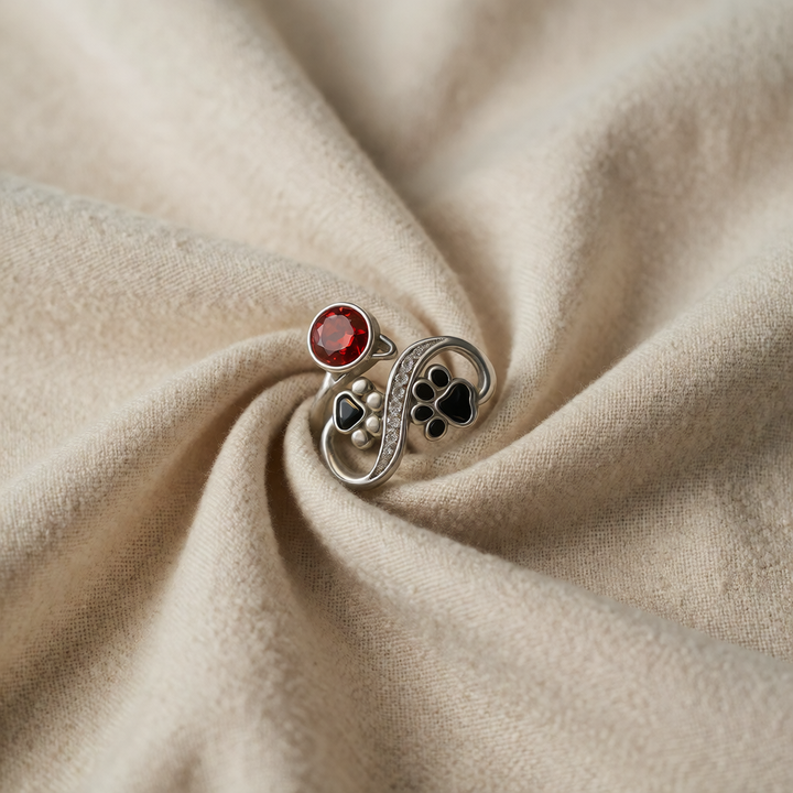 Silver Adjustable Ring Eithne with Garnet