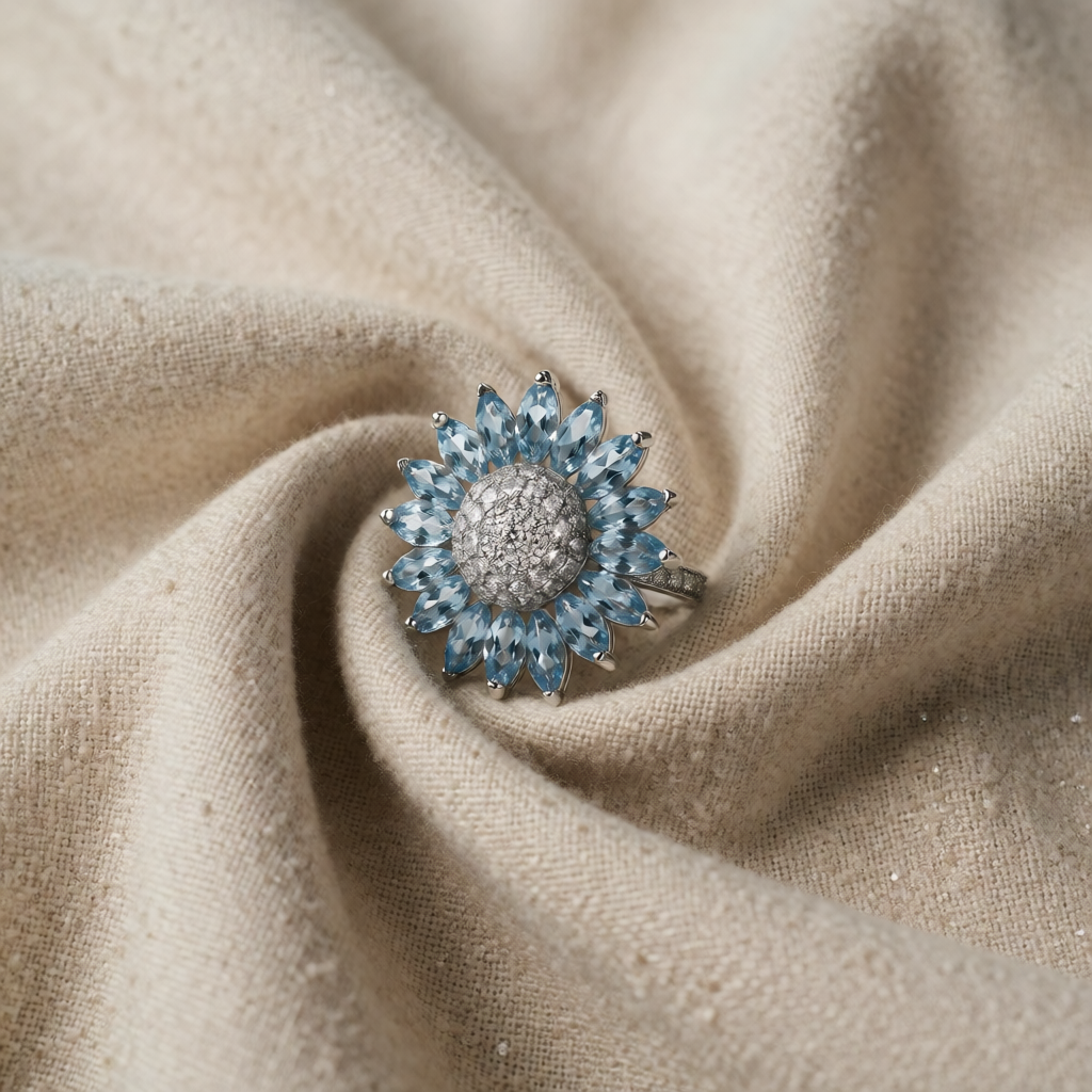 Silver Ring Béibhinn with Blue Topaz