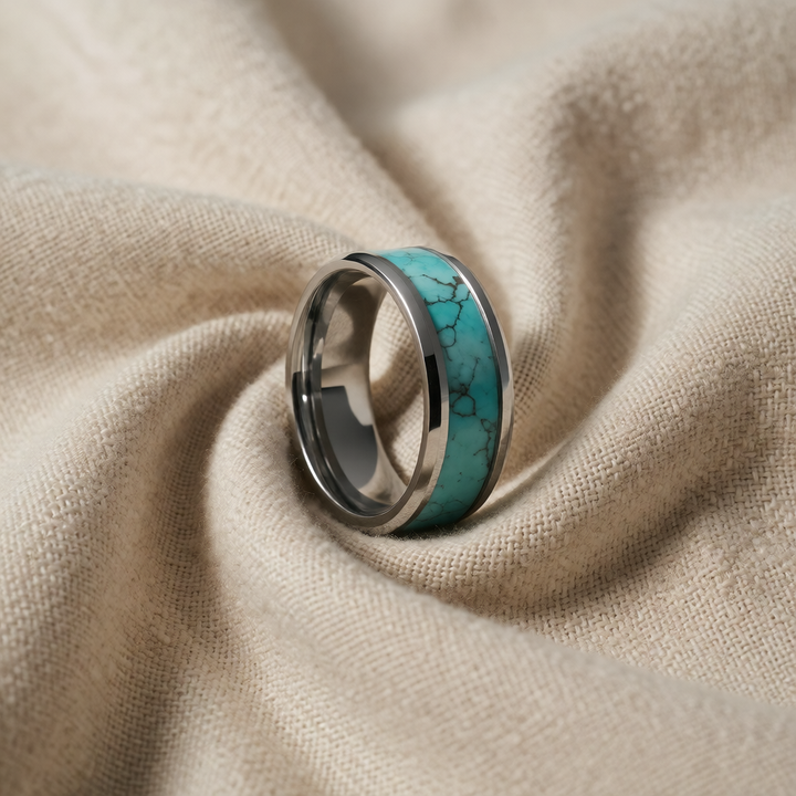 Silver Band Ring Eithne with Turquoise