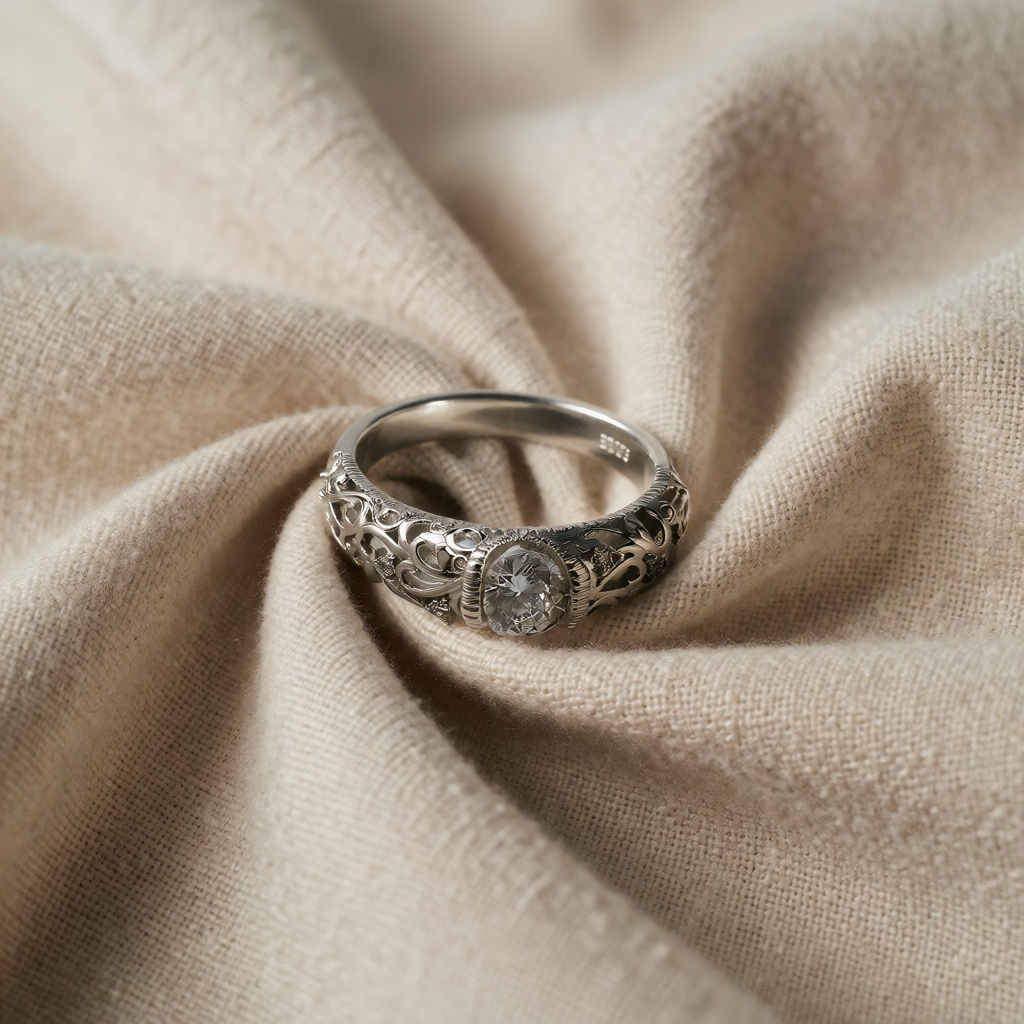 Silver Ring Órla with Zirconia Solitaire