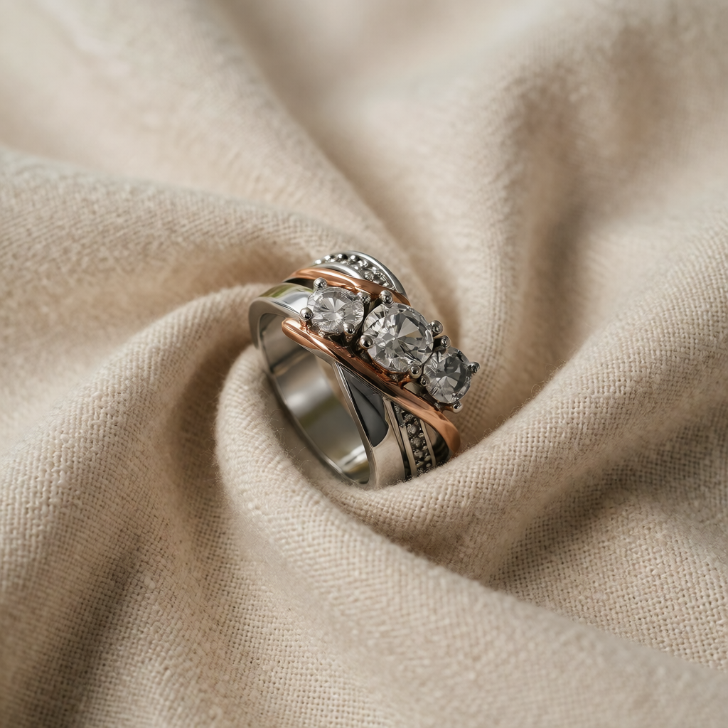 Gold & Silver Ring Béibhinn with Zirconia