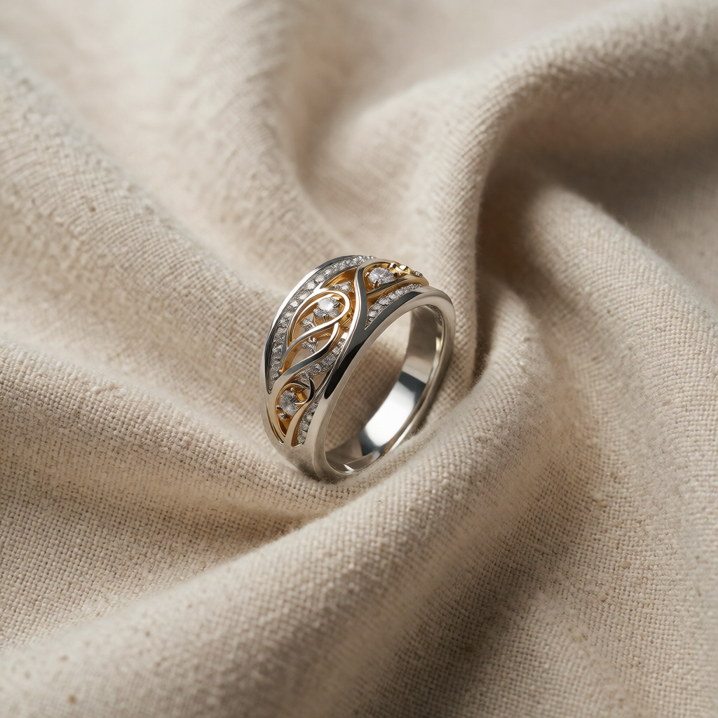 Gold & Silver Ring Muirne with Crystals
