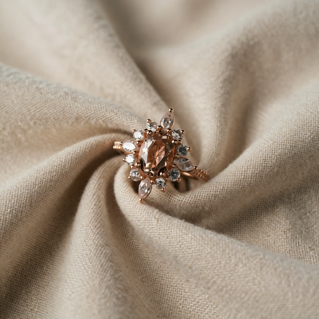 Rose Gold Ring Órla with Crystal Halo