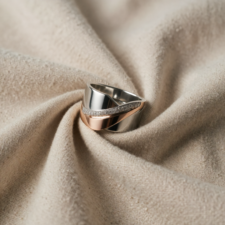Silver & Rose Gold Ring Ciara with Zirconia