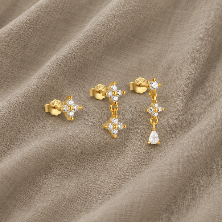 Gold Stud Earrings Sorcha with Zirconia