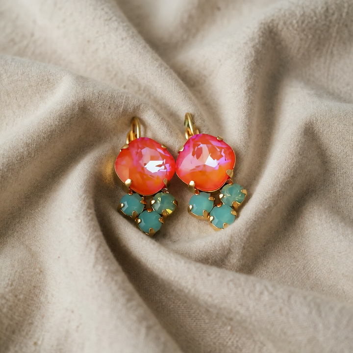 Gold Drop Earrings Sadhbh with Orange Crystal