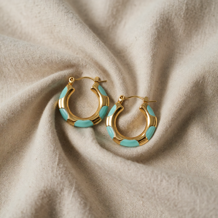 Gold Hoop Earrings Sorcha with Turquoise
