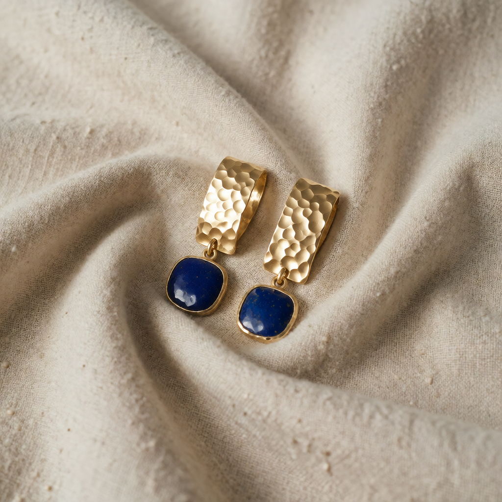 Gold Drop Earrings Róisín with Lapis Lazuli