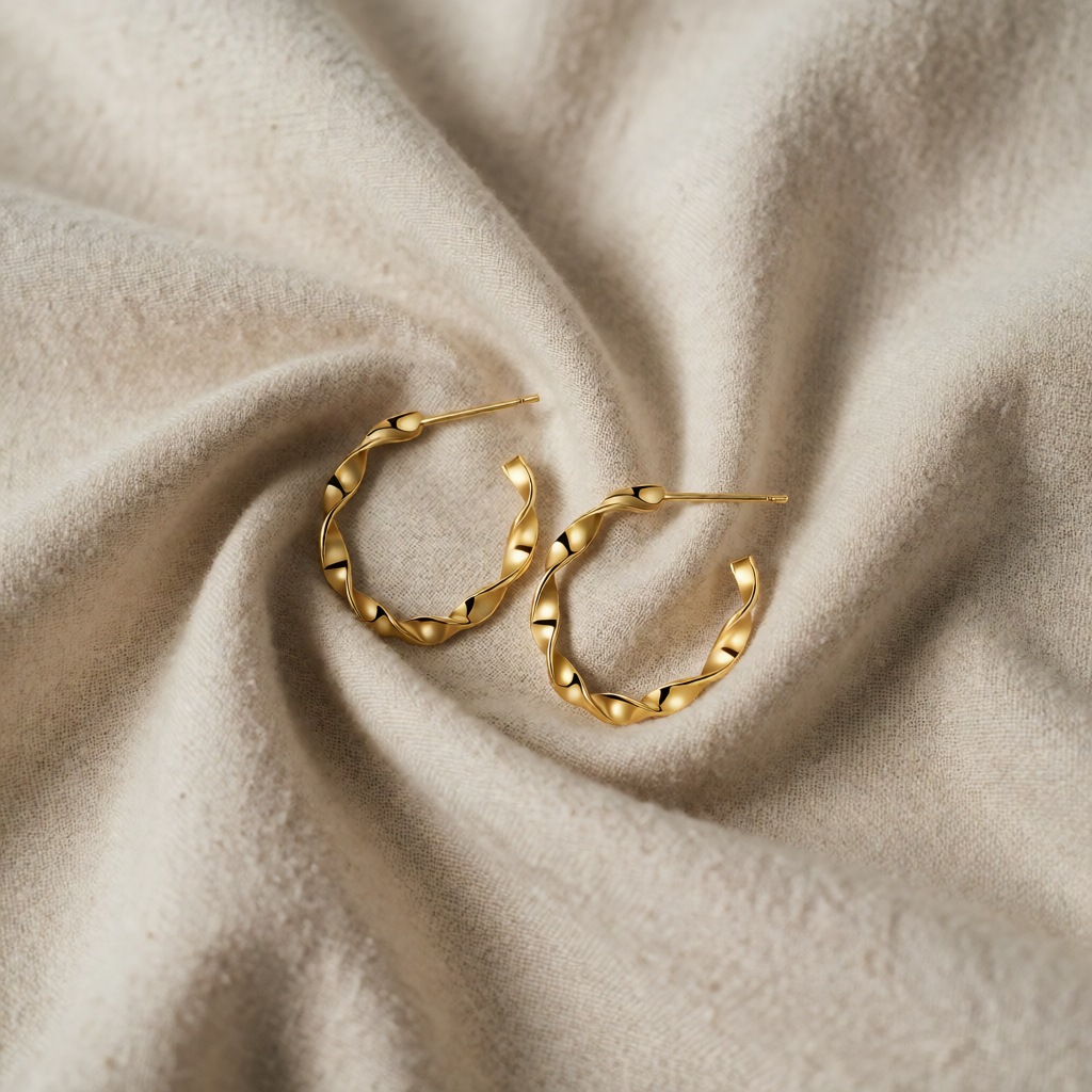 Gold Twisted Hoop Earrings Eithne
