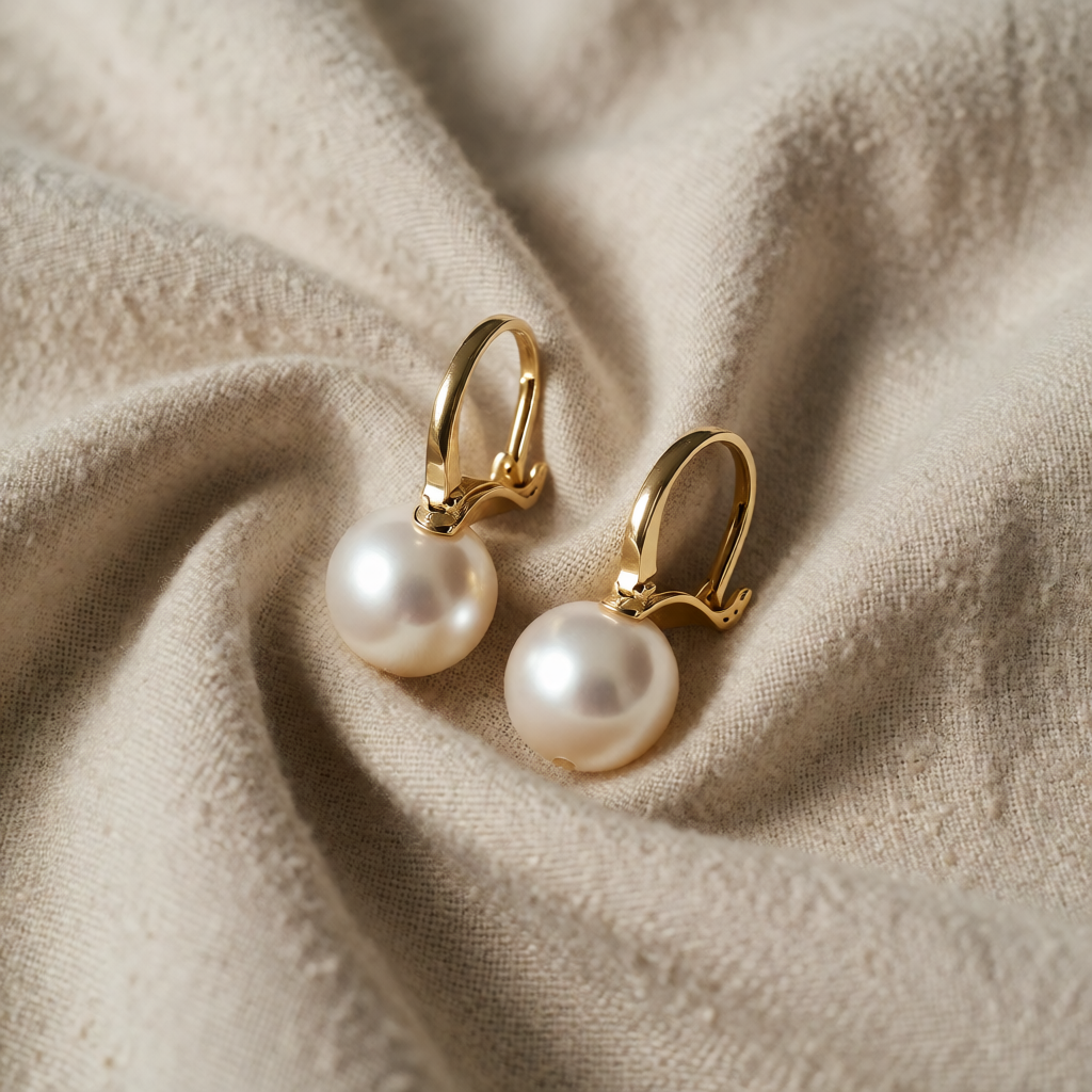 Gold Drop Earrings Niamh with Pearl