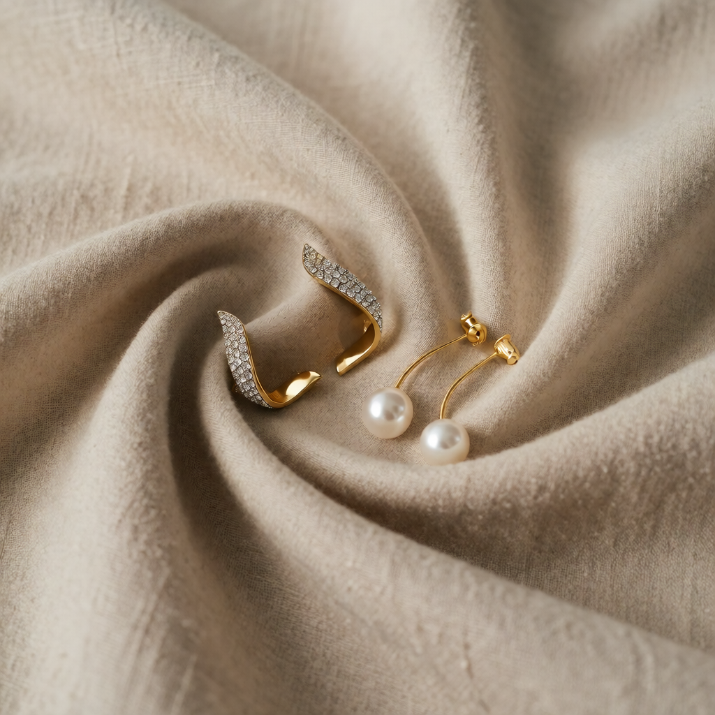 Gold Drop Earrings Gráinne with Pearl
