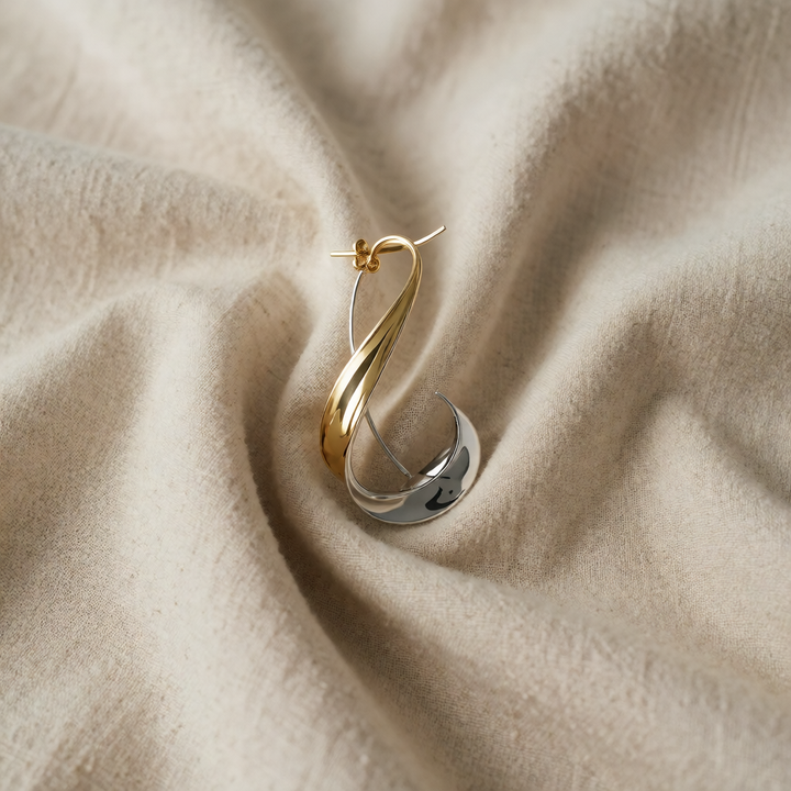 Gold & Silver Hoop Earrings Méabh with Twisted Ribbon