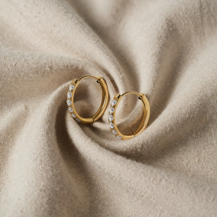 Gold Hoop Earrings Deirdre with Zirconia