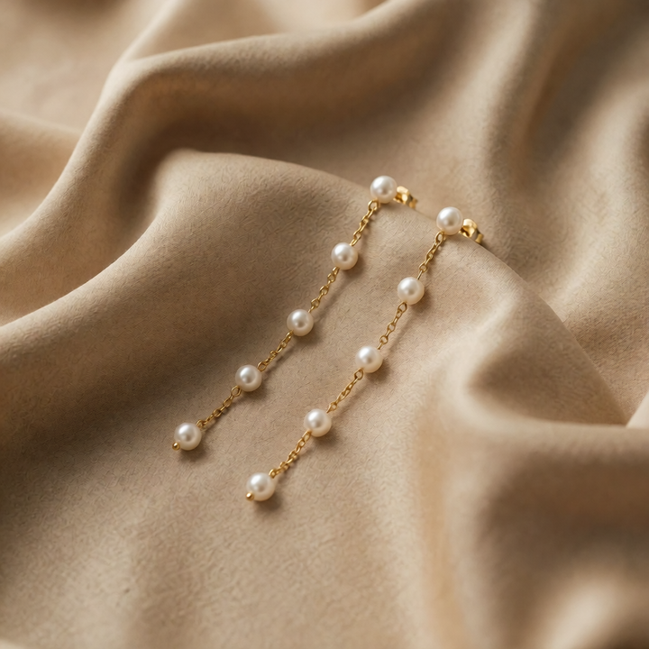 Gold Drop Earrings Kinsale with Pearls