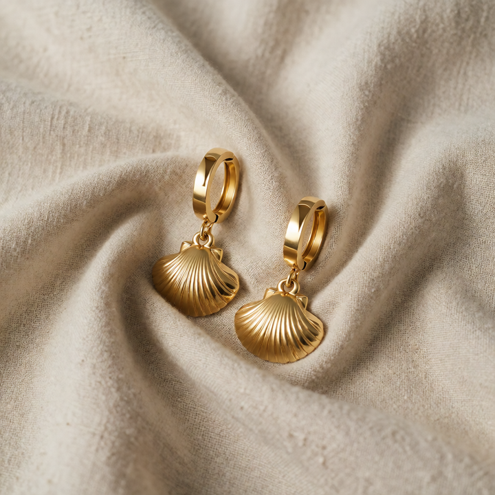 Gold Shell Drop Earrings Aisling