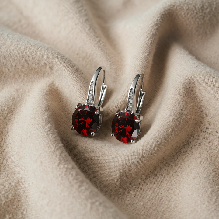Silver Drop Earrings Eabha with Ruby