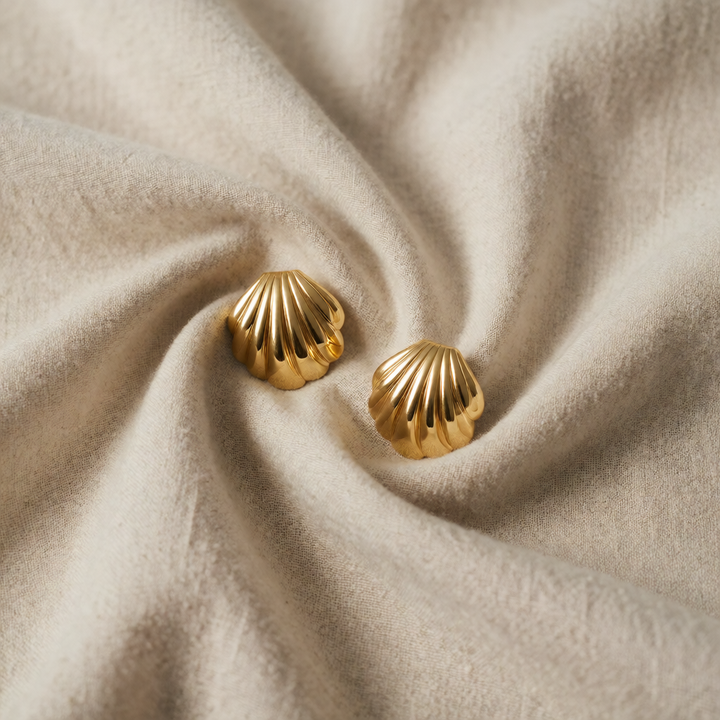 Gold Shell Stud Earrings Sadhbh